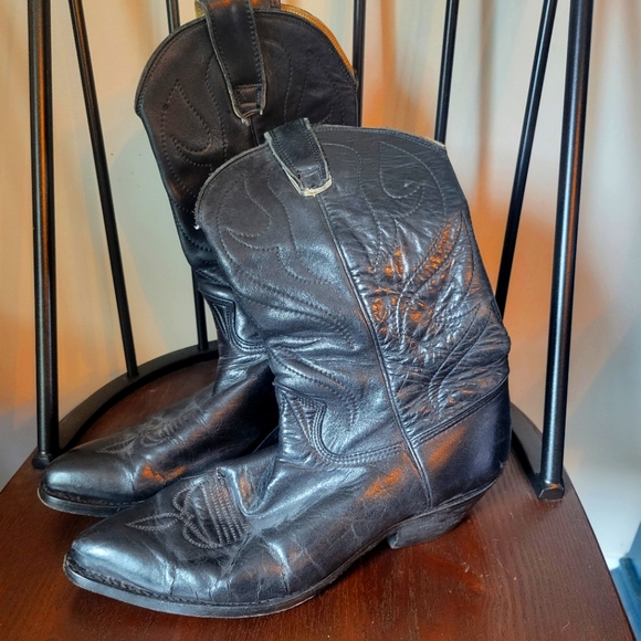 Vintage Leather Cowboy Boots Men's Size 10 - Picture 1 of 5